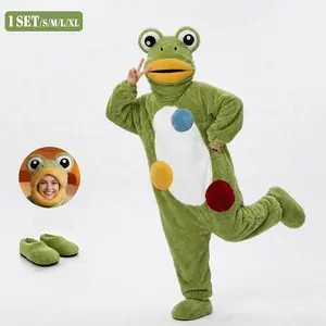 Funny Big-Eye Frog Wearable Hooded Blanket, Cozy Plush Throw with Foot Covers, Fleece Lined Loungewear for Adults, Perfect for Parties & Lounging
