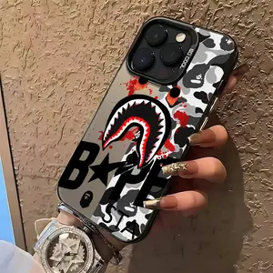 Luxury Fashion shark b-bapes Phone Case Suitable for iPhone 17 16e 16 15 14 13 12 11 Mini Pro Max Air X XR XSMAX 8 7 Plus Anti Fall Matte Back Cover