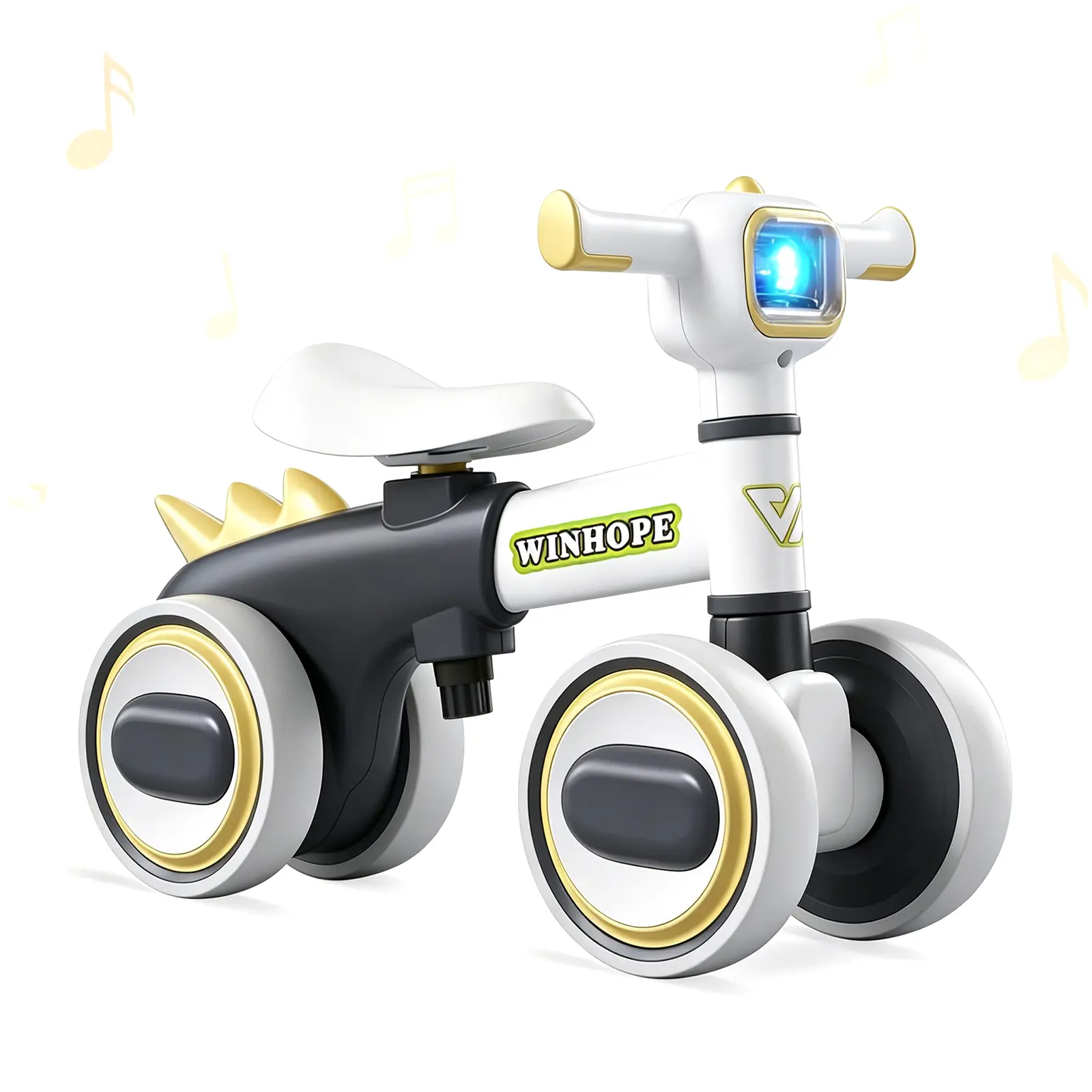 Winhope 1–3 years children’s multifunctional balance ride-on car, baby no-pedal learning vehicle with music lights, quiet non-slip wide wheels for added safety, indoor/outdoor toy car for boys and girls