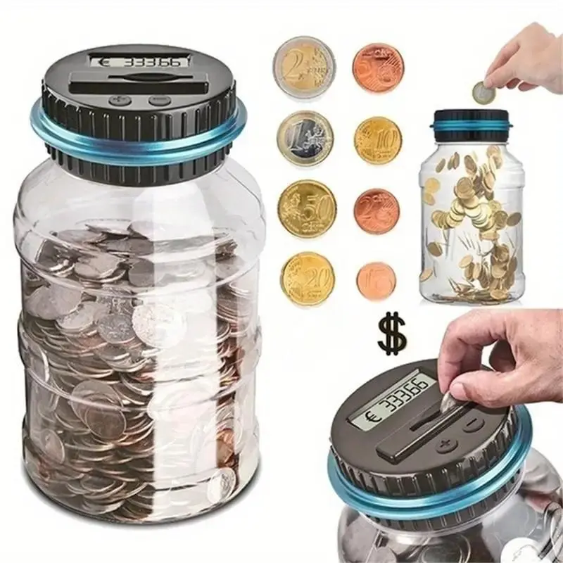 Automatic Coin Counter Bank with LCD Display, Large Savings Box, Money Box, Coin Piggy Bank, Digital Piggy Bank, Electronic Coin Bank, Durable Abs Resin, Perfect Gift for Halloween, Thanksgiving, Christmas