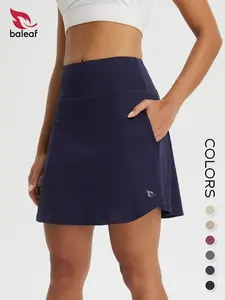 BALEAF Women's 18" Uneven Cut Designer High Waisted Silk-like Polyester Skorts for Tennis Golf Pickleball  with Liner Shorts and Pockets, Quick Dry Comfy UPF 50+ Sun Protection Active Skirts for Running Gym Travel Outdoor Casual Daily Wear Multi-Purpose