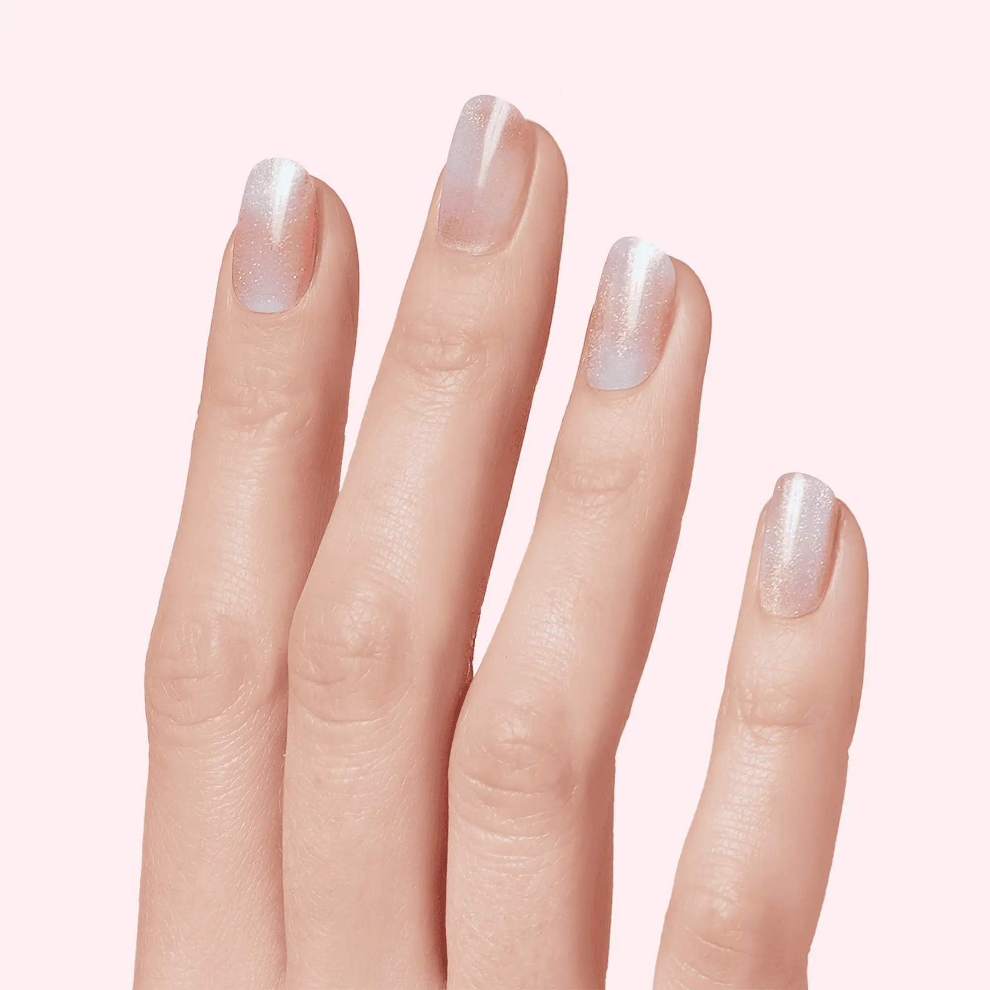 DASHING DIVA Siren Eyes Semi-Cured Gel Nail Strips - Rose & Silver Airbrush with Shimmery Chrome Finish