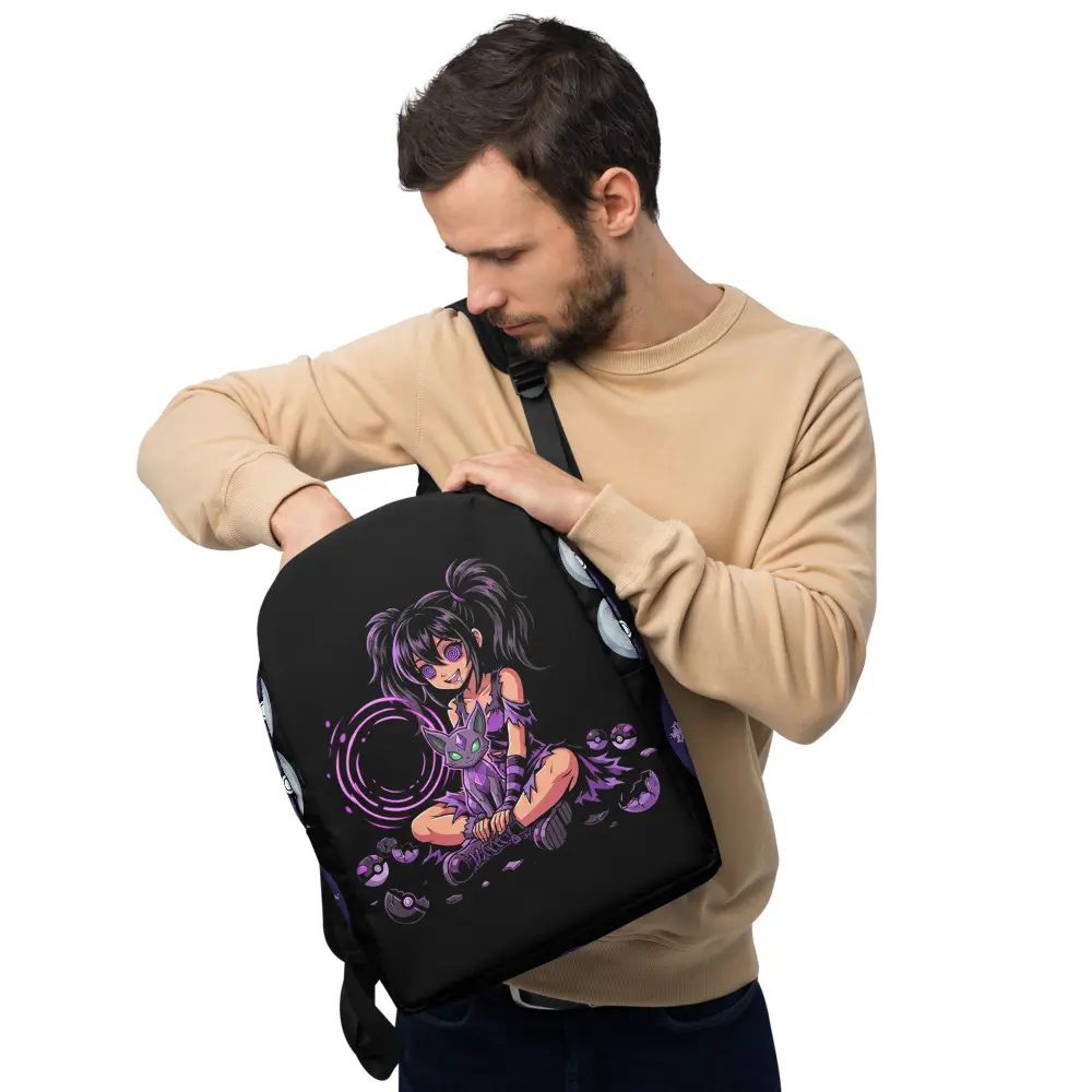 Psychic Trainer Minimalist Synthetic Backpack - One Size Functional Daily Bag with Compartments, Zipper Sliders, 12.2″ Width, 16.1″ Height, 44 lbs Capacity, 5.3 Gal Volume for Game Night Deck Organization