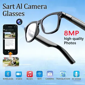 Smart AI Camera Glasses with 8MP Photochromic Lenses ,Button Touch Adjustment for Travel Outdoor Adventures Hands-Free Photography 160+Languages Real-Time Translation Bluetooth Wireless Wearable Video Recording UV Protection ,Black Friday & Cyber Monday
