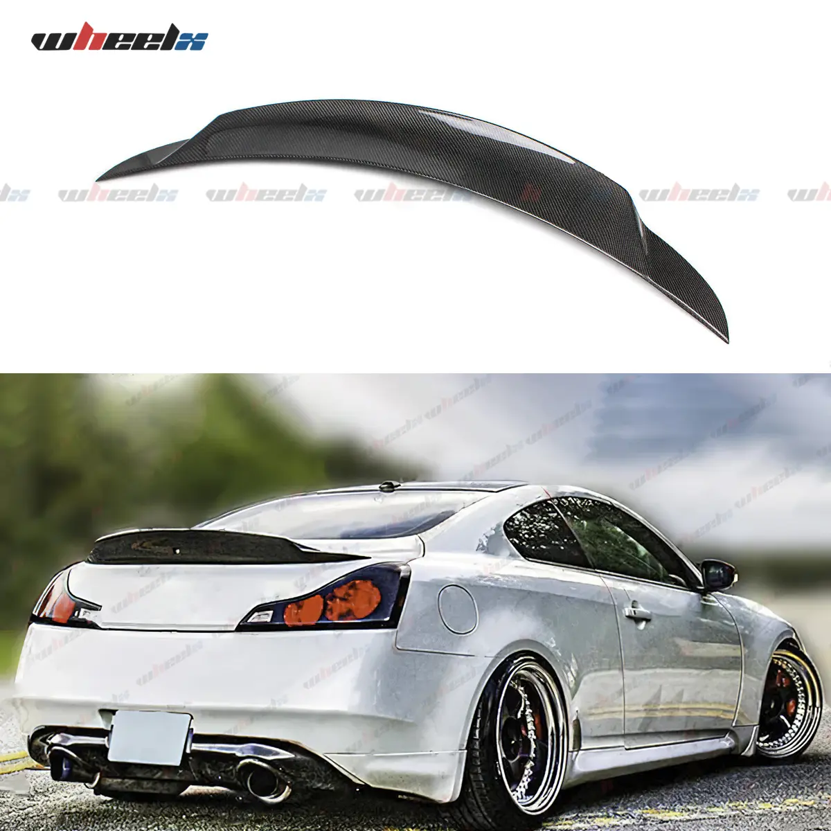 2007-2015 Infiniti G35 G37 G25 Q60 - Carbon Fiber Trunk Spoiler, 2-Door Fitment Rear Wing, Two-Door Fitment