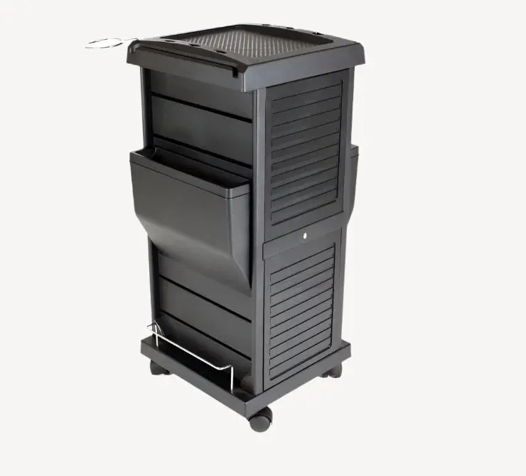 Claire Lockable Salon Trolley with Wheels, Storage Trays & Appliance Ring for Hair and Nail Salons