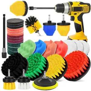 30 count Drill Brush Attachment Set,Drill Scrubber Brush Kit Include Scrub Pads, Sponge, Extend Attachment, Drill Cleaning Brush Attachment Set for Bathroom, Tub, Tile, Corner, Floor, Grout, Boat