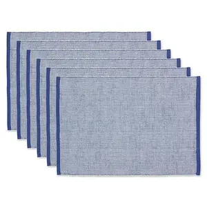 Design Imports Eco-Friendly Chambray Fine Ribbed Placemats - Set of 6