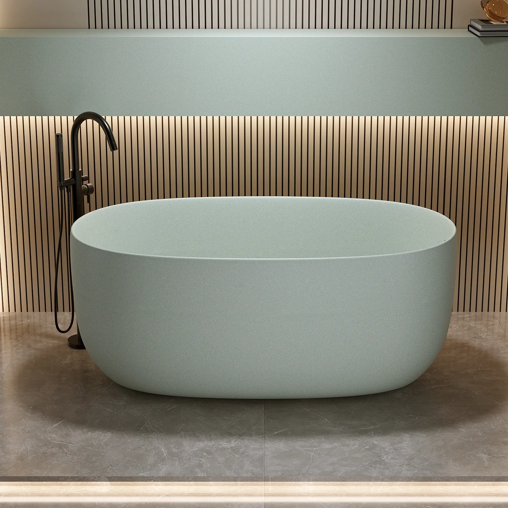 2026 New 47-in Freestanding Resin Stone Soaking Bathtub for 1 Bather, Solid Surface Modern Bathroom Fixture with Overflow Drain, Pop-up Drain, Insulated Bath, Non-Permeable Design, Easy-to-Clean Durability & Strength for Relaxing Soaking Experience