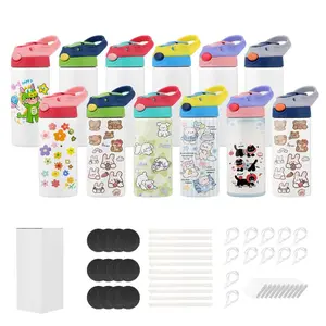 12-Pack 12oz Portable Blank Stainless Steel Tumblers - Kids' Food-Grade Sublimation Cups with Lids, Straws, Double Wall Insulation for DIY Personalized Customization