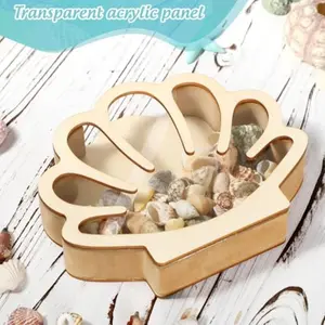 Vintage Wooden Shell Storage Box, Ideal for Storing Shells & Jewelry, Perfect Holiday Desktop Decoration, Open Design, Buxus Sinica
