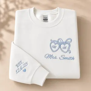 Personalized Bride Embroidered Sweatshirt, Custom Future Mrs. Crewneck with Last Name & Date, Engagement Gift for Bride