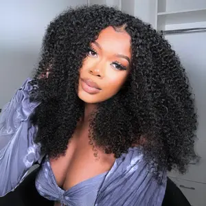 【NEW】Sunber Flip-blend Half wig With Invisi-Drawstring 150% Density Kinky Curly Human Hair Wigs 3 In 1 Seamless Glueless Wig 4c Edge Hairline