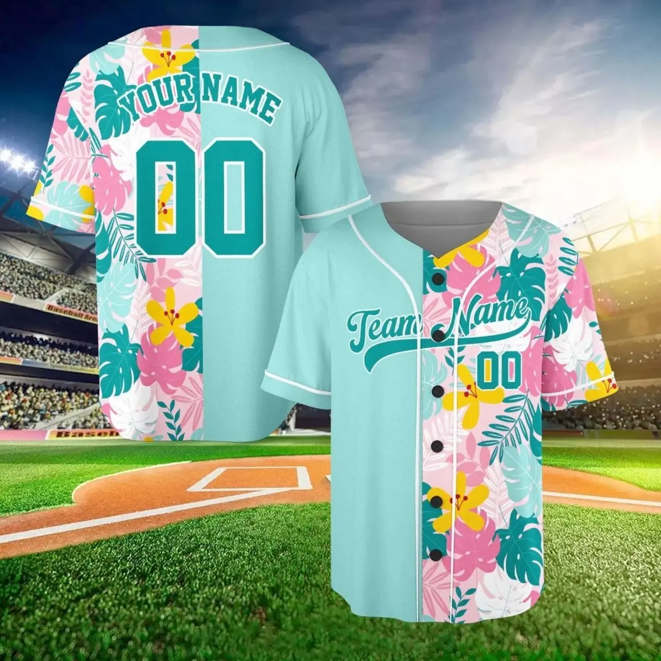 Personalized Baseball Jersey, Floral Custom Baseball Jersey, Custom Travel Shirt, Custom Baseball Jersey