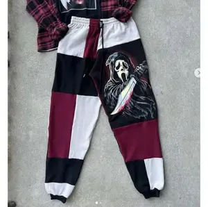 Patchwork Horror Jogger Pants - Ghost Face Inspired Graphic Sweatpants