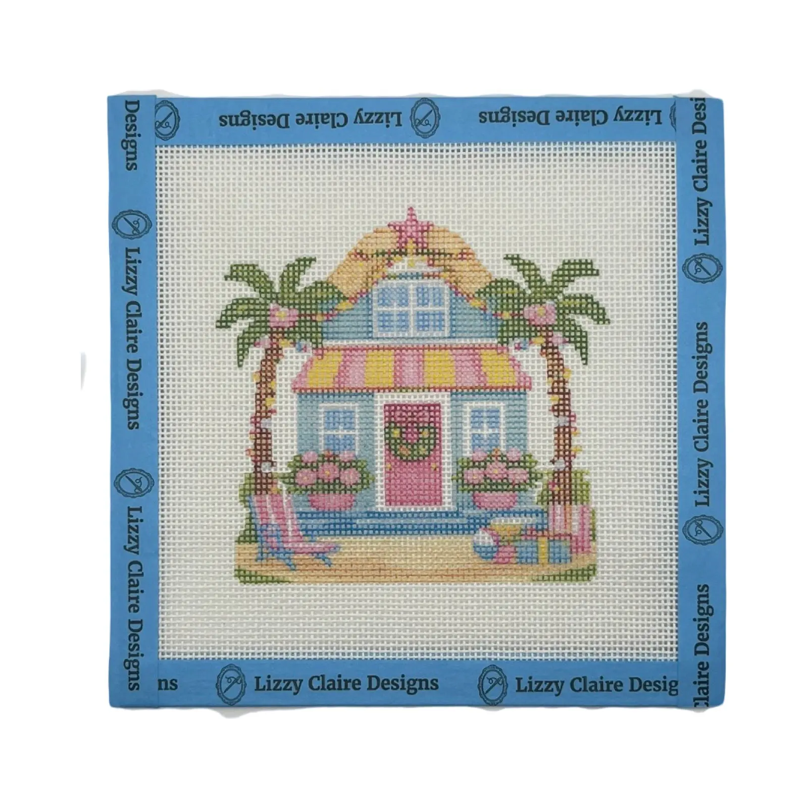 Lizzy Claire's Happy Neighborhood Beach House - 18 mesh - 6 x 6 - Needlepoint Canvas
