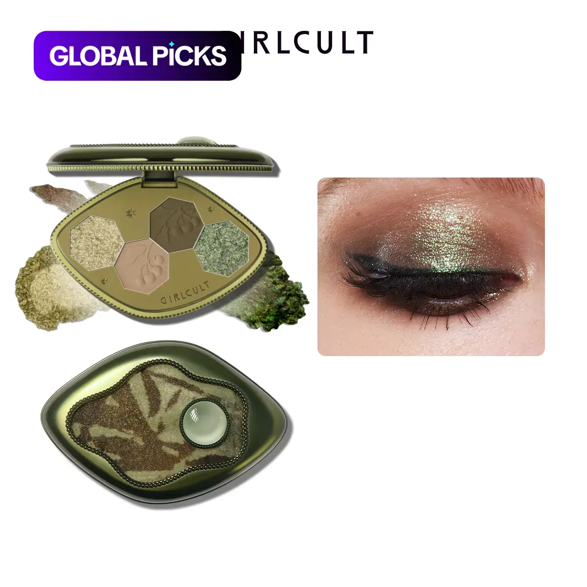 4-Color Eyeshadow Palette, Eyeshadow Quad, Highly Pigmented Matte and Glitter Eye Shadow Powder, Shimmering Makeup Palette, Glitter Eyeshadows, Sparkly Shimmer Eyeshadow, Cosmetic #GLOBAL PICKS
