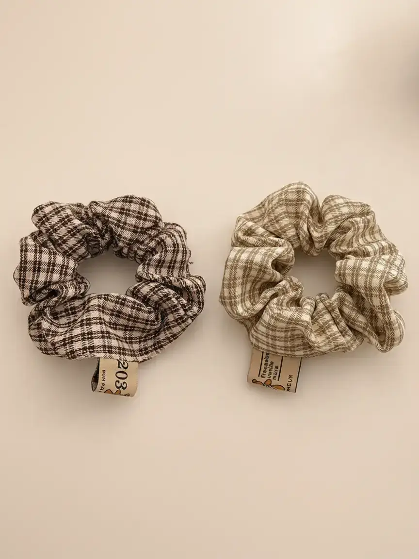 Women's Cute Plaid Graphic Hair Scrunchies, Elastic Hair Accessory, 2pcs/set Minimalist Elegant Trendy Hair Ties, Chic Gorgeous Fashionable Hair Accessories for Hairstyle Decor Ponytail Hairstyle