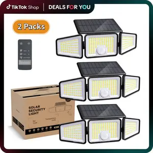 2-Pack 3-Head Solar Outdoor LED Security Lights, 2500LM Motion Sensor Spotlights, 270° Wide-Angle, IP65 Waterproof for Garage, LED Solar Outdoor Fixtures, Led Lights, Solar Outdoor Lights