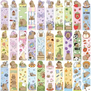 30 Pcs Cartoon Capybara Series Simple Diary Creative Material Reading Paper Bookmarks DIY, Flat Sticker Type, No Ca Prop 65