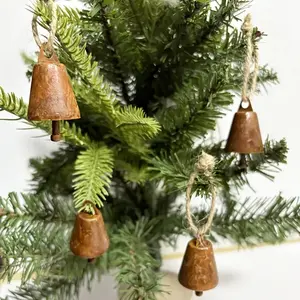 Vintage Rust Colored Metal Bells, Set of 20 Assorted Wind Chimes for DIY Decor, Perfect for Christmas, Holidays, Festivals
