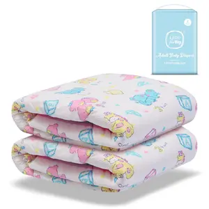 LittleForBig Adult Diapers Vintage Baby Printed Ultra-Soft & Thick 2 Pieces Sample Pack with Strong Plastic Backing for Comfort
