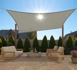 Heavy Duty Sun Shade, UV Protection Fade Tear and Rust Resistant Rectangle Sunshade Canopy, Curved Edges Blocks Sunlight, Breathable Sail, Outdoor Patio, Lawn Garden