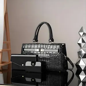 Elegant crocodile pattern women's handbag, fashionable three piece set, mother and daughter bag, simple and versatile shoulder bag, large capacity crossbody bag, thank you for giving gifts to girlfriends, multi piece set