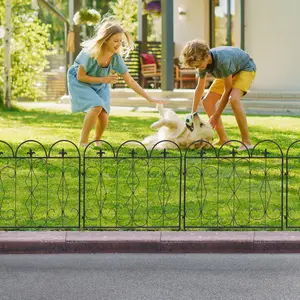 21.6in Black Rustproof Folding Wire Garden Fence, 5-Panel Decorative Landscape Edging Barrier for Garden Flower Beds
