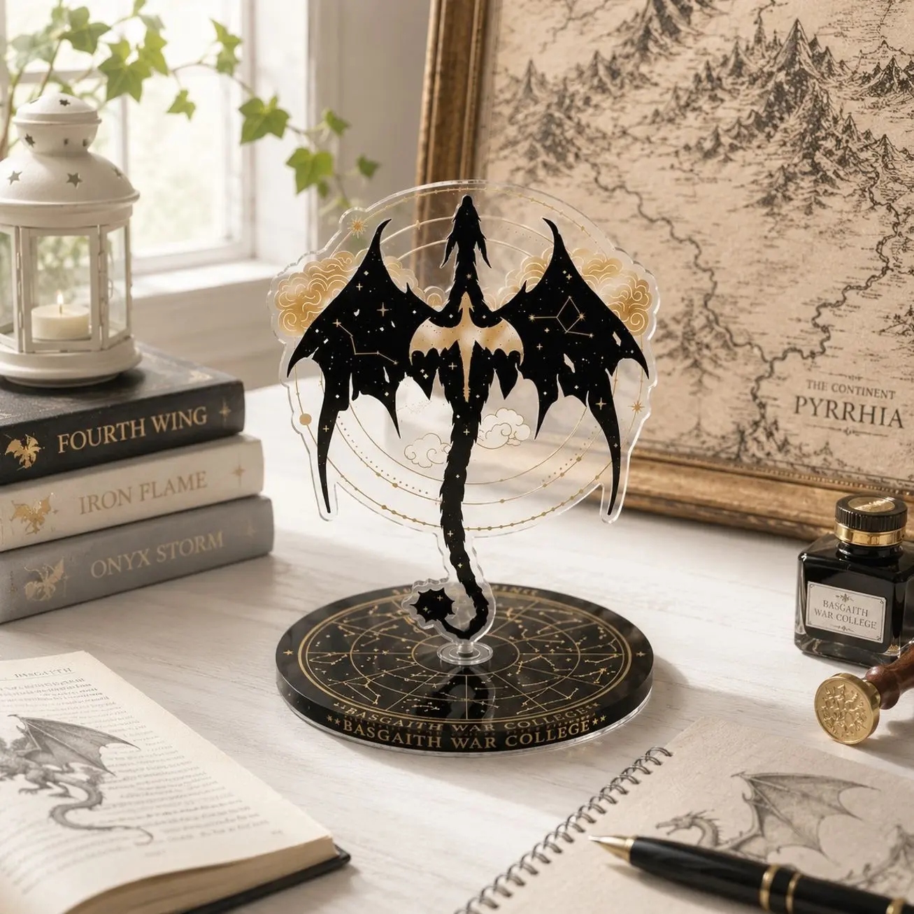 Basgiath War College Dragon Acrylic Standee – Fourth Wing Tairn Dragon Display, Fantasy Bookish Bookshelf & Desk Decor