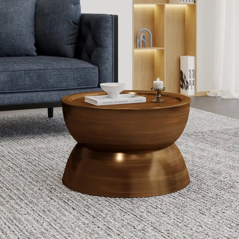 Christopher Knight Home Modern Vintage Hammered Iron Hourglass Coffee Table, 11.24 lbs, 24.25"w x 24.25"d x 15.25"h, Brushed Antique Finish, Fully Assembled Indoor Furniture