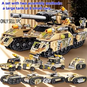 350+ Pcs Military Tank Building Blocks Set, 8-In-1 Assembly Toy, Educational Gift for Adults & Kids, Creative Puzzle Game, Building Block Sets, Building Blocks Model, Bricks, Building Kit