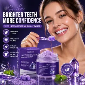 Oralhoe Purple Teeth Restoration Mineral Powder - Gentle Enamel-Safe Whitening Powder for Removing Stains, Fresh Breath & Gum Health