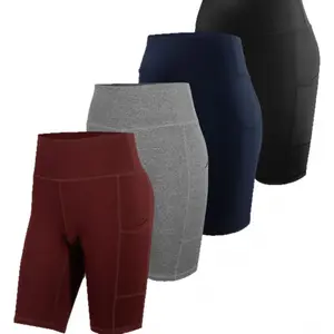 Women's High Waist Biker Shorts with Pockets, Tummy Control Yoga Shorts, Buttery Soft Stretchy Workout Shorts for Gym Running Casual Summer