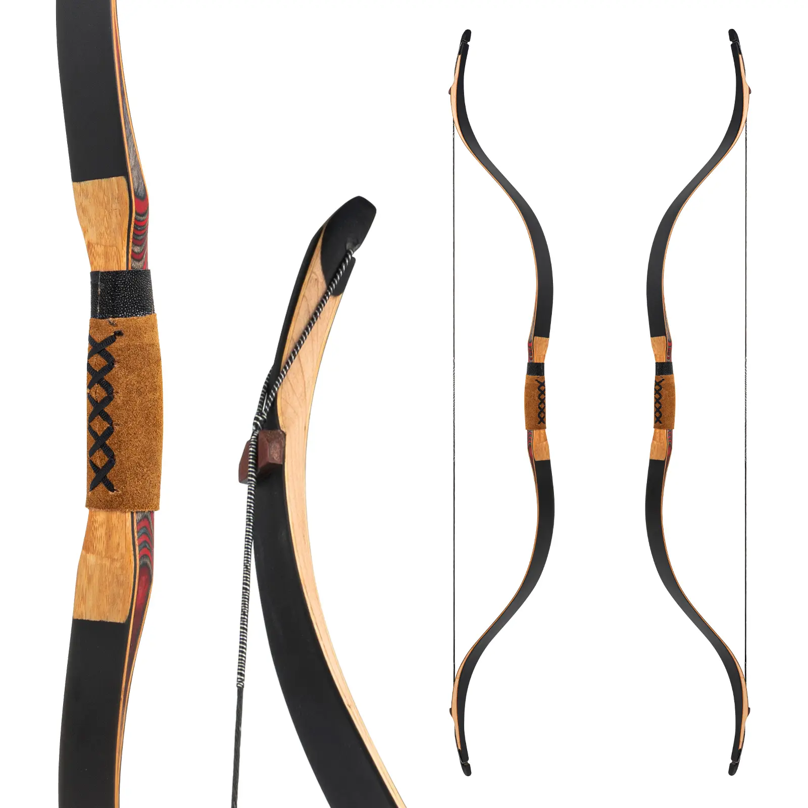 Deerseeker Archery 52" Recurve Bow Horsebow Handmade Longbow Ambidextrous Horsebow for Horseback Shooting Hunting Target Shooting 20-80 lbs