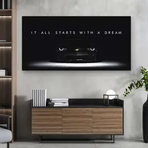 Chevrolet Camaro Dreams Wall Art Print - Cotton, Lightweight, Minimalist Retro Decor, Motivational Quote Sports Car Poster, Gift for Car Lovers, Garage Sign, Automotive Home Decor Item
