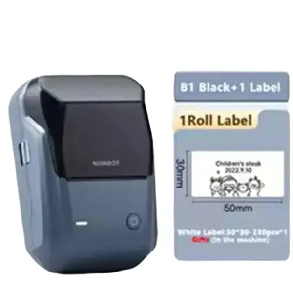 Niimbot B21 Mini Adhesive Label Printer Wireless Portable Thermal 203DPI 30mm x 50mm Roll Black & White Compact Easy Use