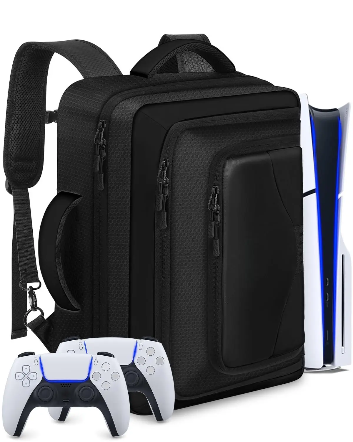 Carrying Case for PS5, Travel Backpack for PS 5 Pro, Large Capacity Protective Storage Bag Compatible with  5 Disk/ Digital Edition Console, Controllers, Cards, Accessories