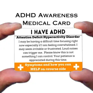 ADHD Awareness Card, Attention Deficit Hyperactivity Disorder Tools, Metal Card for Wallet, Lanyards