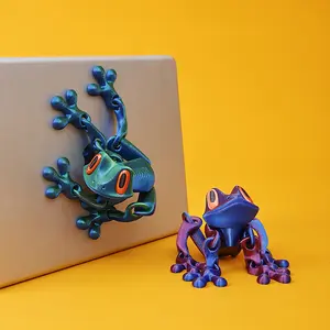FuRise 3D Printed Magnetic Frog – Ornament Holiday Gift, Poseable Fridge Magnet with Movable Joints, Xmas Edition Tree Frog Model, Colorful Gradient Design, Funny Desk Decor, Christmas Hot Gift, 3D Printed Magnetic Frog Ornament