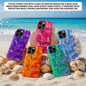 NeeDoh Cool Crush Ice Cube Phone Case, 3D Visual Effect Bubble Case, Glossy Hard Protective Cover, Colorful Aesthetic Phone Case