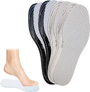 4 Pairs Unisex Breathable Shoe Insoles Inserts Double Layer Latex Foam Perforated Insole Cushioning Walking Comfort Replaceable Insoles for Men 5-11 Woman 2-8(Black, White, Grey) IAXSEE