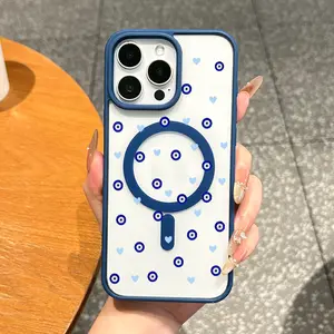 Magnetic Cellphone Cover - Aesthetic Evil Eye & Heart Design, MagSafe-Ready, Anti-Fall Protection, Ultra-Thin, Lightweight Soft Protector, Compatible with iPhone 11/12/13/14/15/16/17 Pro Max, Essential Mobile Accessory for Everyday Devices