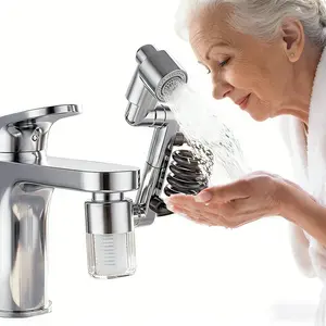 AQUPUVIR Pull-Down Faucet-Mount Water Filters - Swivel 1440° Sink Tap Filtration,Laminar Flow Faucet,ACF Reduce 99% Chlorine for Great Taste,400 Gallon Purifier Kitchen/Bathroom,High Pressure Spray