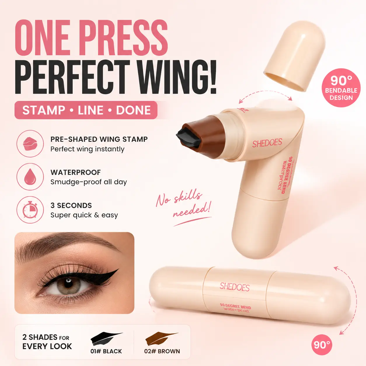 Eyeliner Rotating Winged Stamp Pen, Dual-Head Eyeliner for Perfect Cat Eye & Winged Liner, Waterproof Smudge-Proof Quick Dry Eyeliner, Beginner Friendly One-Step Eyeliner for Busy Mornings & Special Occa #backtoschoolsions