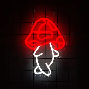 Mushroom Neon LED Sign, 3D Wall Decor Light for Game Room & Kids Bedroom, Night Lamp Gift Idea, Unique Home Decoration Accessories