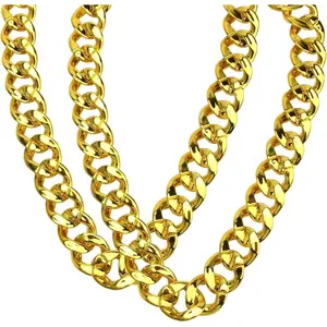 Hip Hop Chunky Gold Chain 2 Pack,32 Inch Plastic Gold Necklace 80s 90s Punk Turnover Necklace Men Costume Accessory for Costume Class Bar-