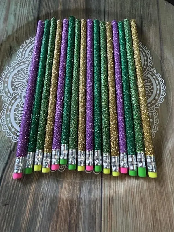Custom Glitter Decorated Pencils - Set of 10 - Arts, Crafts, and Gifts