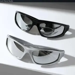 2 Pack Sport Wrap Around Sunglasses with Reflective Mirrored Lenses UV400 Protection for Cycling Driving and Outdoor Activities for Men and Women
