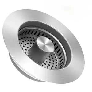 TioLooxy 3 in 1 Kitchen Sink Drain Strainer Sink Stopper, Stainless Steel Sink Drain Strainer with Anti-Clogging Basket, Kitchen Sink Drain Filter Plug for US Standard 3-1/2 Inch Drain (1Pack) drain Kitchen Sink Filter Stopper